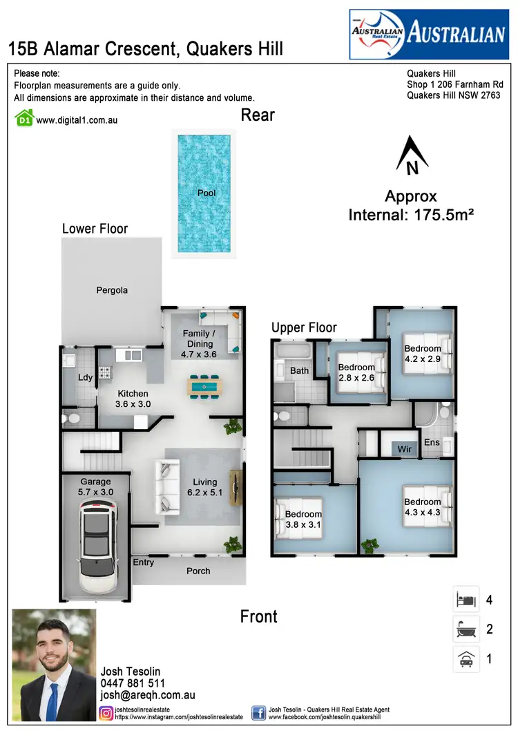 Floorplan of Homely semi-detached listing, 15b Alamar Crescent, Quakers Hill NSW 2763