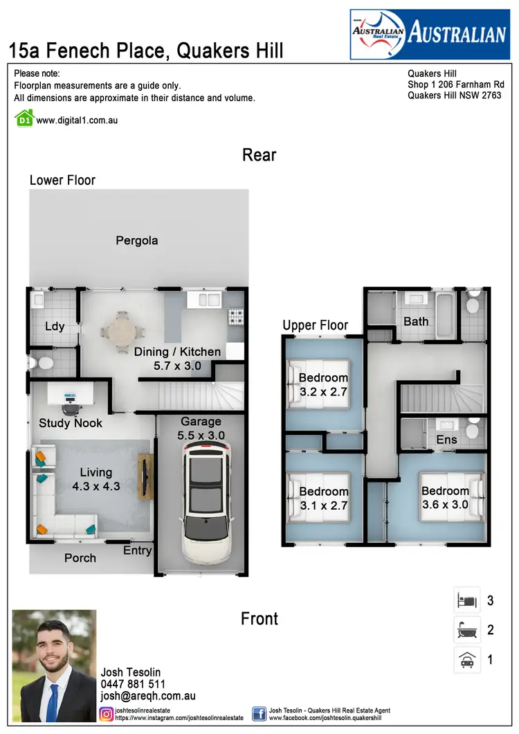 Floorplan of Homely semi-detached listing, 15a Fenech Place, Quakers Hill NSW 2763