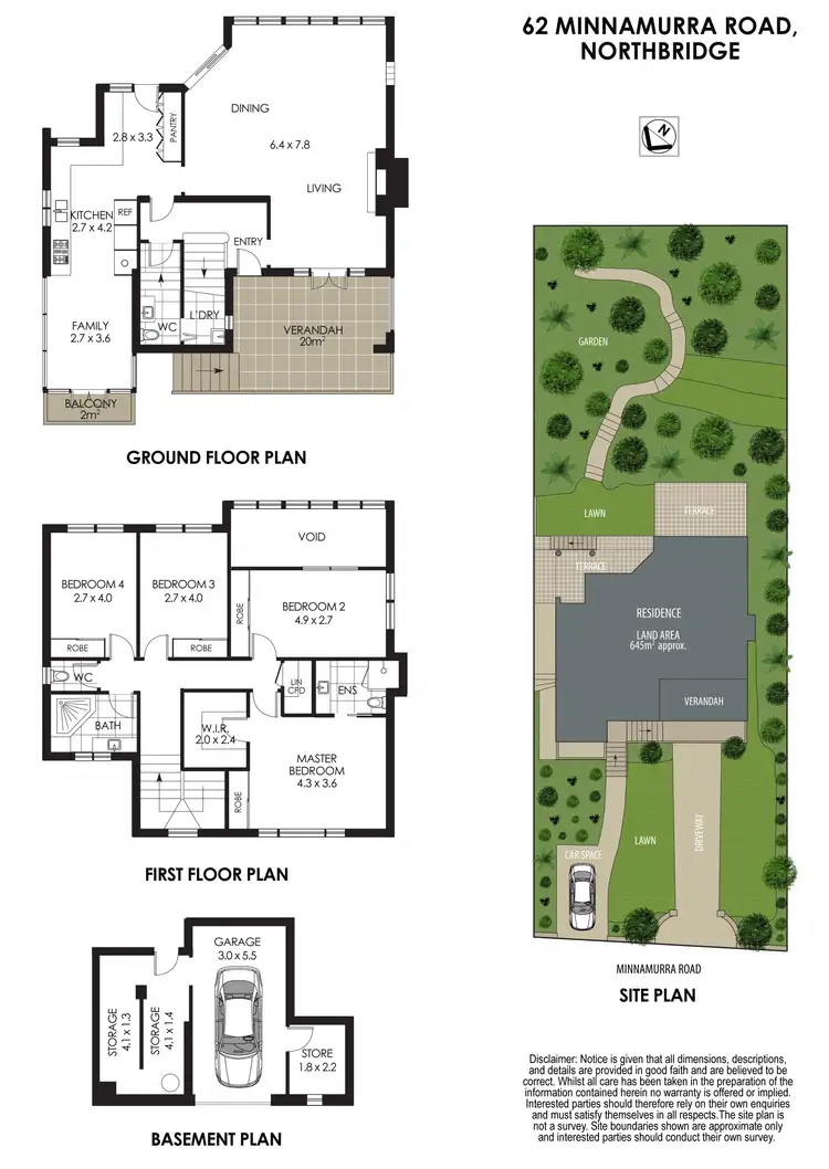 Floorplan of Homely house listing, 62 Minnamurra Road, Northbridge NSW 2063