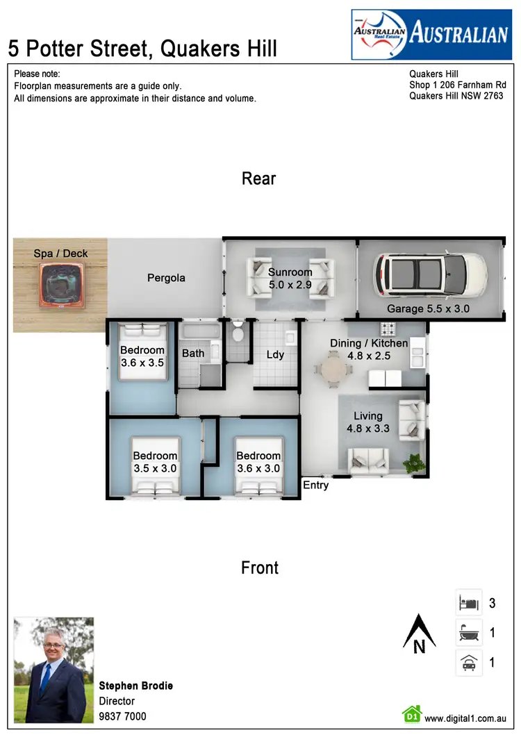 Floorplan of Homely semi-detached listing, 5 Potter Street, Quakers Hill NSW 2763