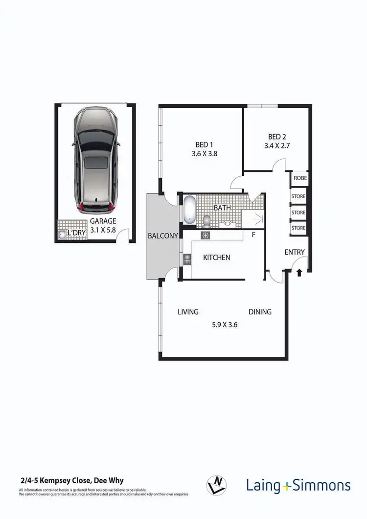 Floorplan of Homely unit listing, 2/4-5 Kempsey Close, Dee Why NSW 2099