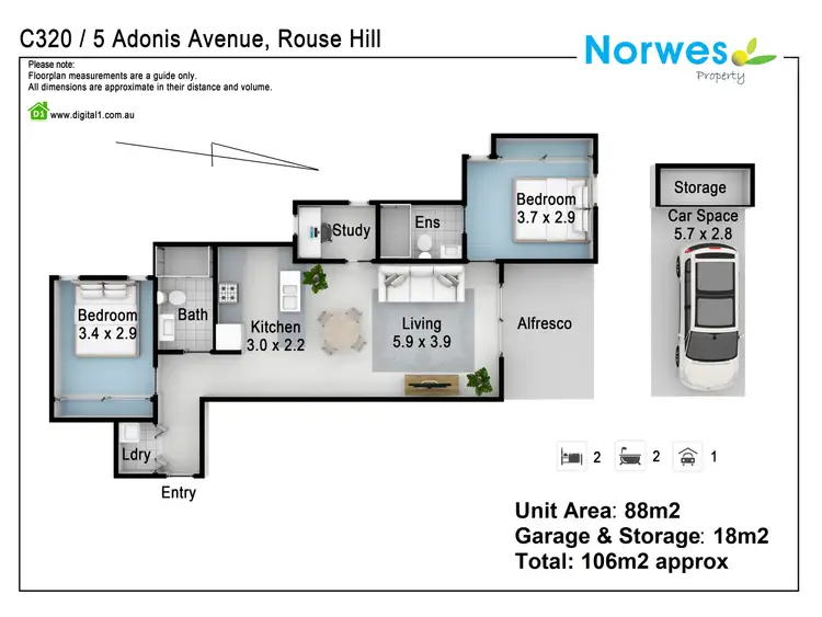 Floorplan of Homely apartment listing, C320/5 Adonis Ave, Rouse Hill NSW 2155