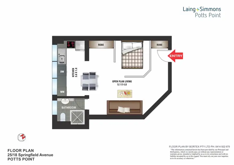 Floorplan of Homely studio listing, 25/18 Springfield Avenue, Potts Point NSW 2011