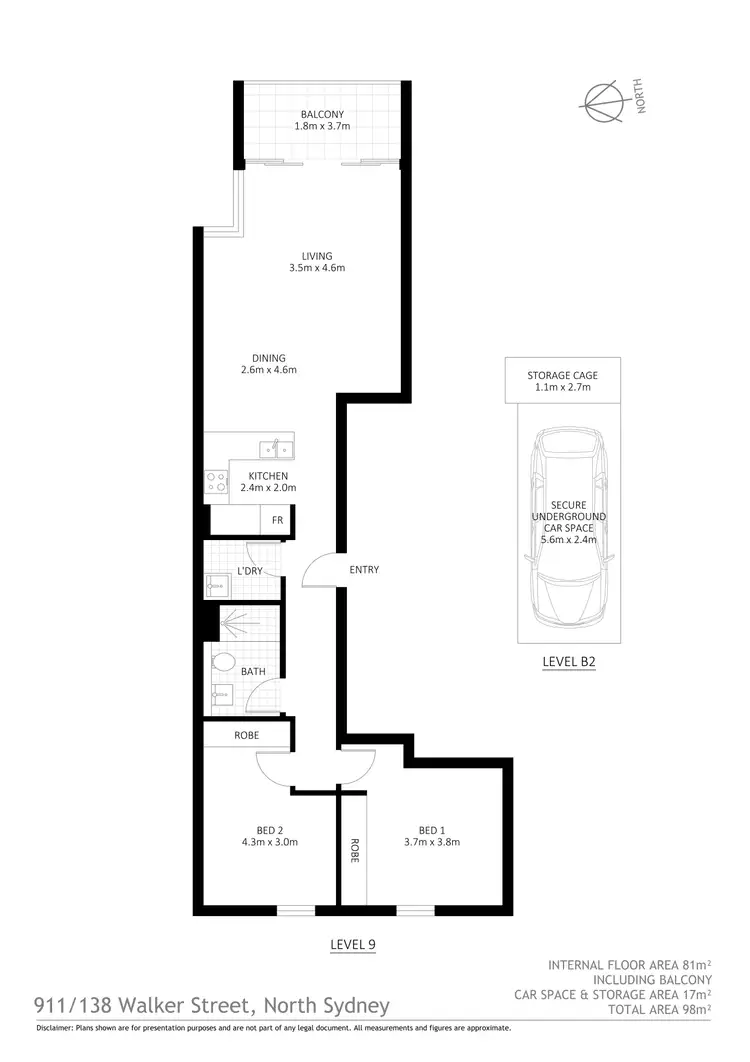 Floorplan of Homely apartment listing, 911/138 Walker Street,, North Sydney NSW 2060