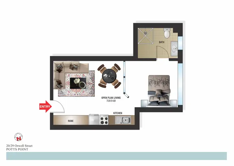 Floorplan of Homely studio listing, 20/29 Orwell Street, Potts Point NSW 2011