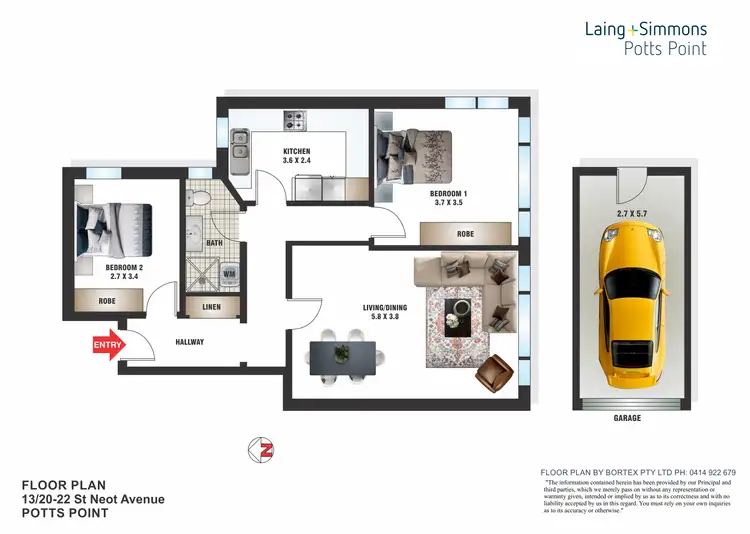 Floorplan of Homely apartment listing, 13/20-22 St Neot Avenue, Potts Point NSW 2011