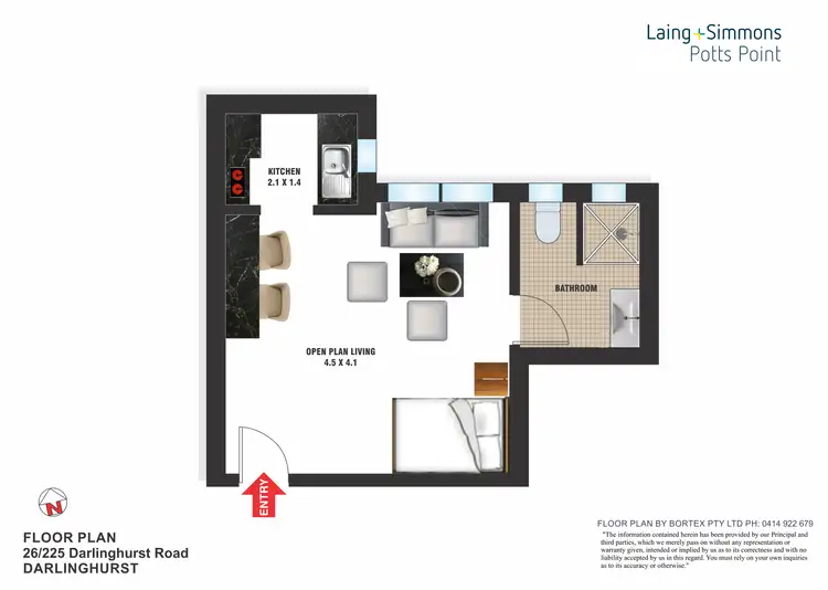 Floorplan of Homely studio listing, 26/225 Darlinghurst Road, Darlinghurst NSW 2010