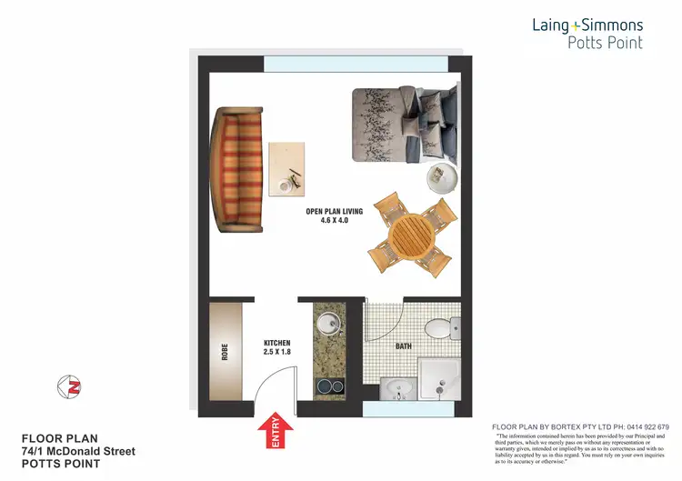 Floorplan of Homely studio listing, 74/1 McDonald Street, Potts Point NSW 2011