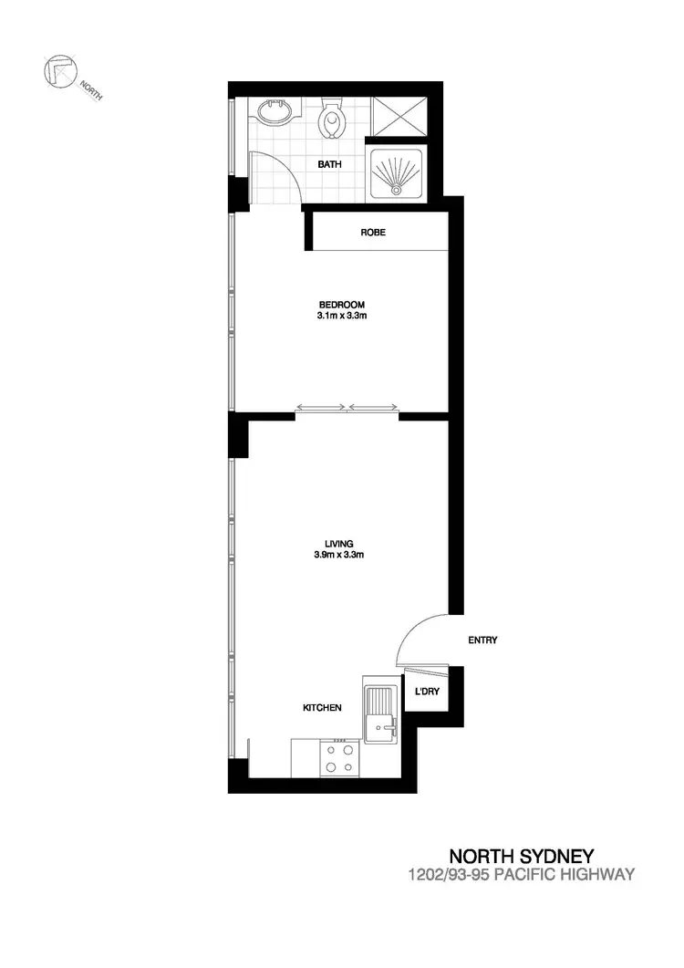 Floorplan of Homely apartment listing, 1202/93 Pacific Highway, North Sydney NSW 2060