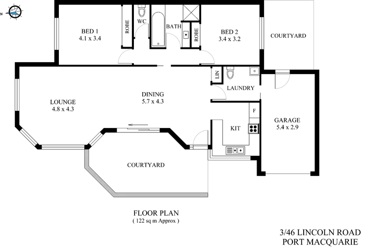 Floorplan of Homely villa listing, 3/46 Lincoln Road, Port Macquarie NSW 2444