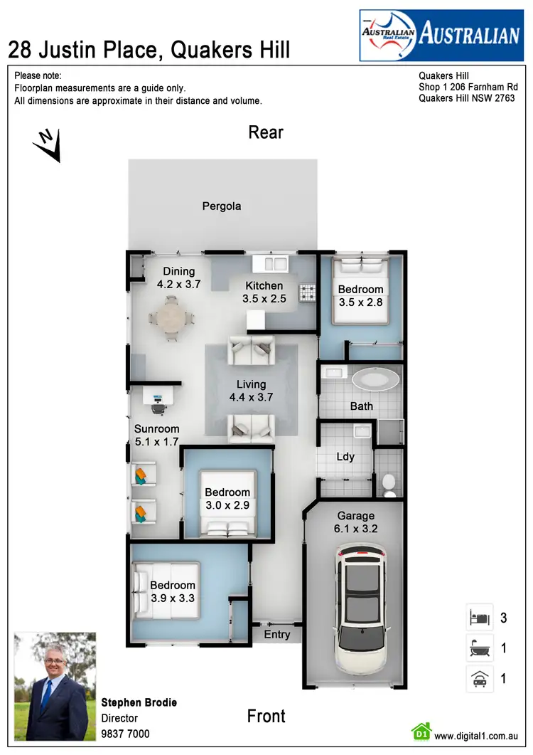 Floorplan of Homely semi-detached listing, 28 Justin Place, Quakers Hill NSW 2763