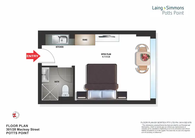 Floorplan of Homely studio listing, 301/28 Macleay Street, Potts Point NSW 2011