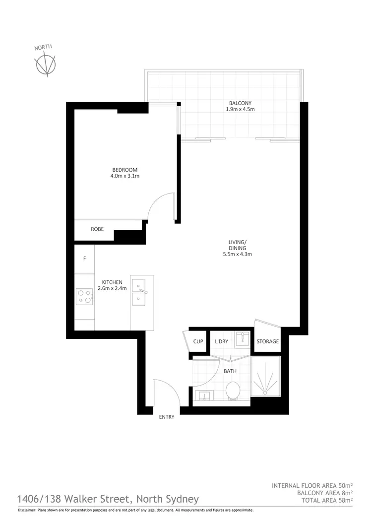 Floorplan of Homely apartment listing, 1406/138 Walker Street, North Sydney NSW 2060