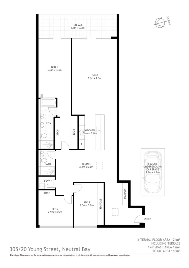 Floorplan of Homely apartment listing, 305/20 Young Street, Neutral Bay NSW 2089