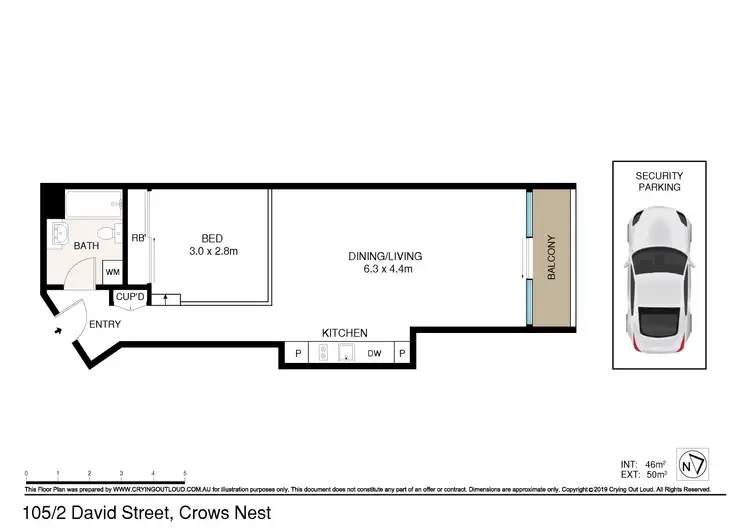 Floorplan of Homely studio listing, 105/2 David Street, Crows Nest NSW 2065