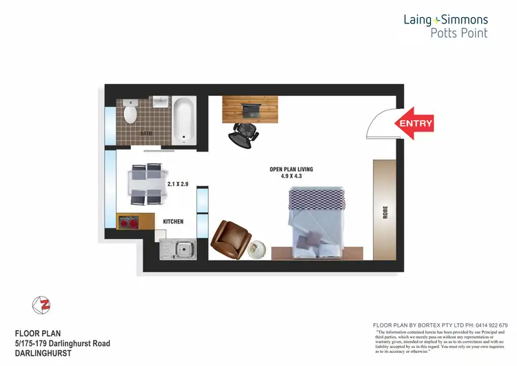 Floorplan of Homely studio listing, 5/175-183 Darlinghurst Road, Darlinghurst NSW 2010
