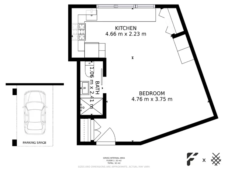 Floorplan of Homely studio listing, 901/22 Doris Street, North Sydney NSW 2060