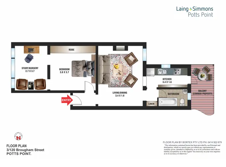 Floorplan of Homely apartment listing, 3/120 Brougham Street, Potts Point NSW 2011