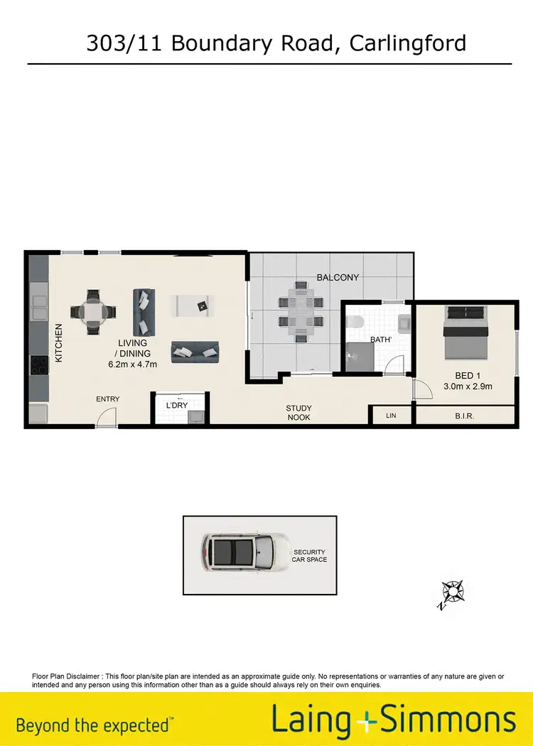 Floorplan of Homely unit listing, 303/11 Boundary Road, Carlingford NSW 2118