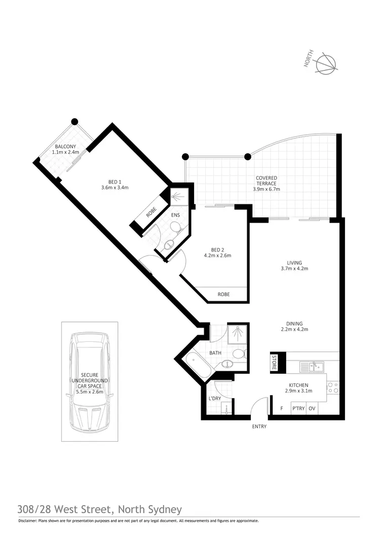 Floorplan of Homely apartment listing, 308/28 West Street, North Sydney NSW 2060