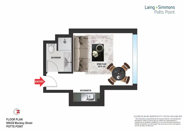 Floorplan of Homely studio listing, 609/28 Macleay Street, Potts Point NSW 2011
