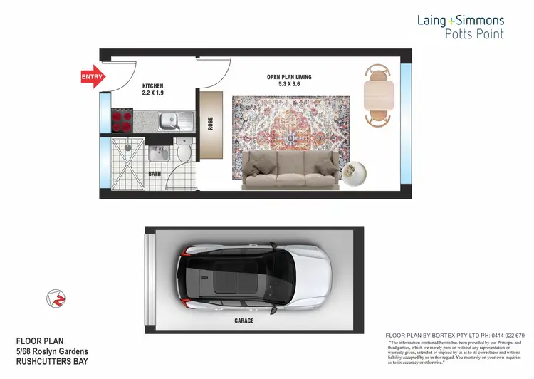 Floorplan of Homely studio listing, 5/68-72 Roslyn Gardens, Rushcutters Bay NSW 2011