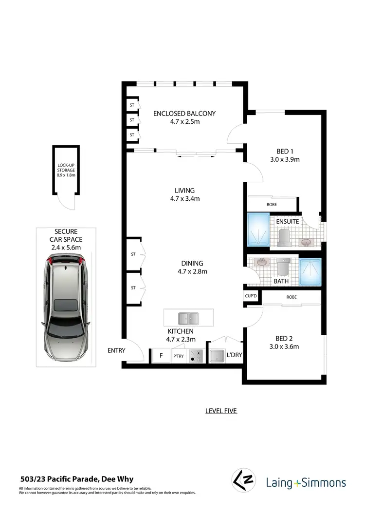 Floorplan of Homely apartment listing, 503/23-29 Pacific Parade, Dee Why NSW 2099