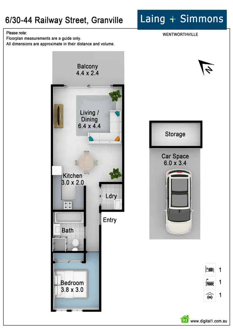 Floorplan of Homely unit listing, 6/30 - 44 Railway Terrace, Granville NSW 2142
