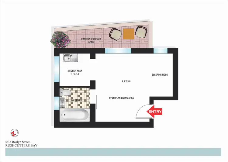 Floorplan of Homely studio listing, 5/35 Roslyn Street, Potts Point NSW 2011