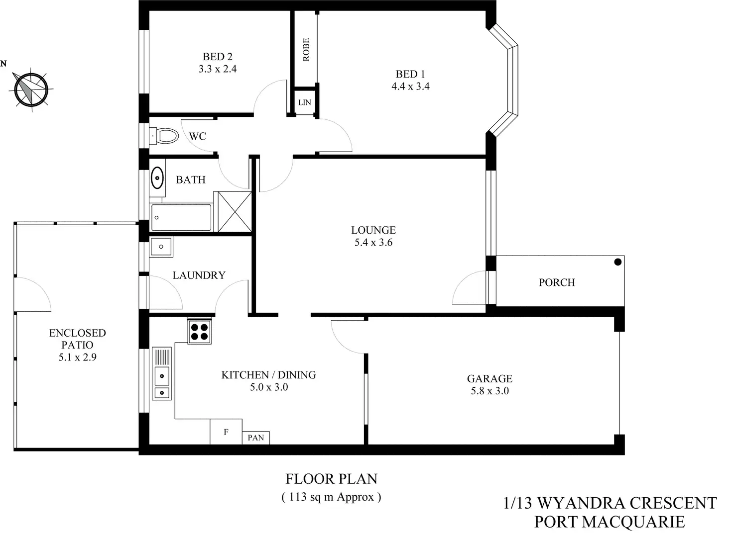 Floorplan of Homely villa listing, 1/13 Wyandra Crescent, Port Macquarie NSW 2444