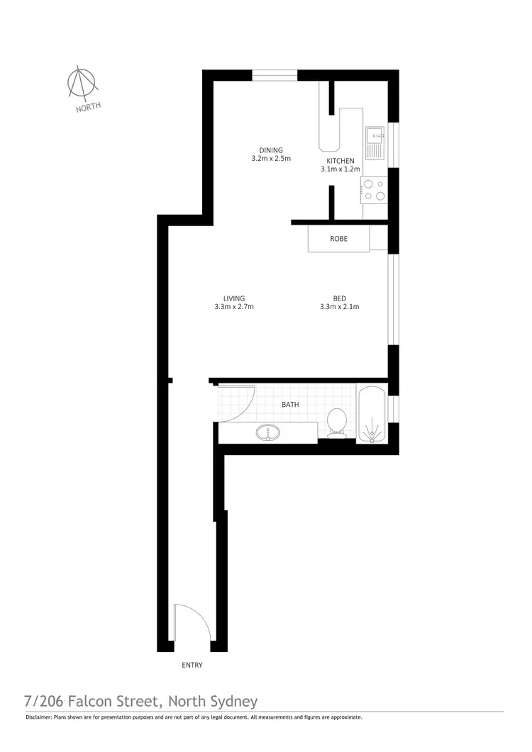 Floorplan of Homely studio listing, 7/206 Falcon Street, North Sydney NSW 2060