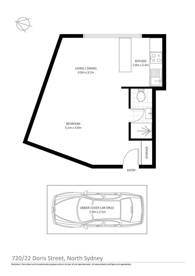 Floorplan of Homely studio listing, 720/22 Doris Street, North Sydney NSW 2060