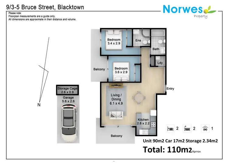 Floorplan of Homely apartment listing, 9/3-5 Bruce Street, Blacktown NSW 2148