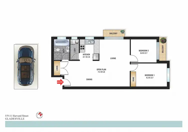 Floorplan of Homely apartment listing, 5/9-11 Harvard Street, Gladesville NSW 2111