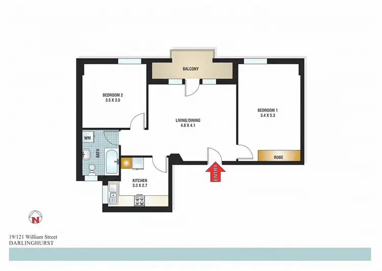 Floorplan of Homely apartment listing, 19/121 William Street, Darlinghurst NSW 2010