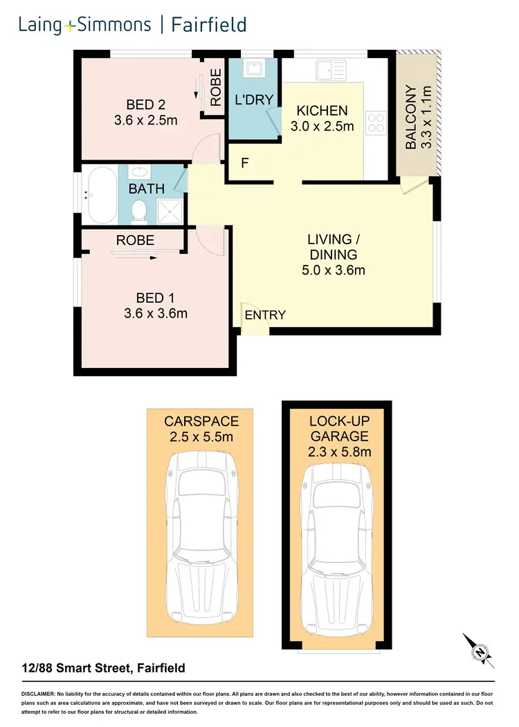 Floorplan of Homely unit listing, 12/88 Smart St, Fairfield NSW 2165