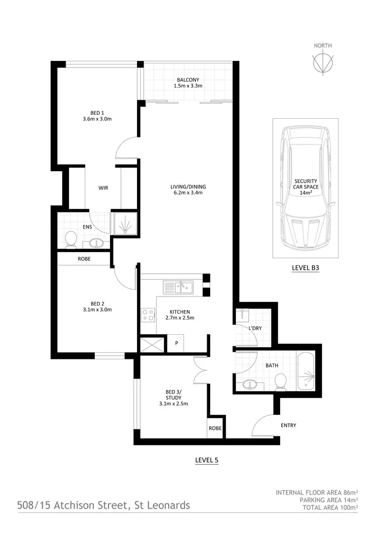 Floorplan of Homely unit listing, 508/15 Atchison Street, St Leonards NSW 2065