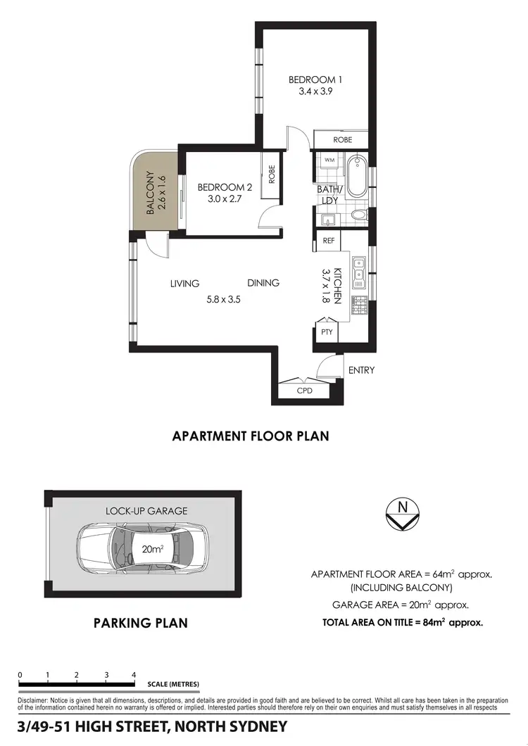 Floorplan of Homely unit listing, 3/49-51 High Street, North Sydney NSW 2060