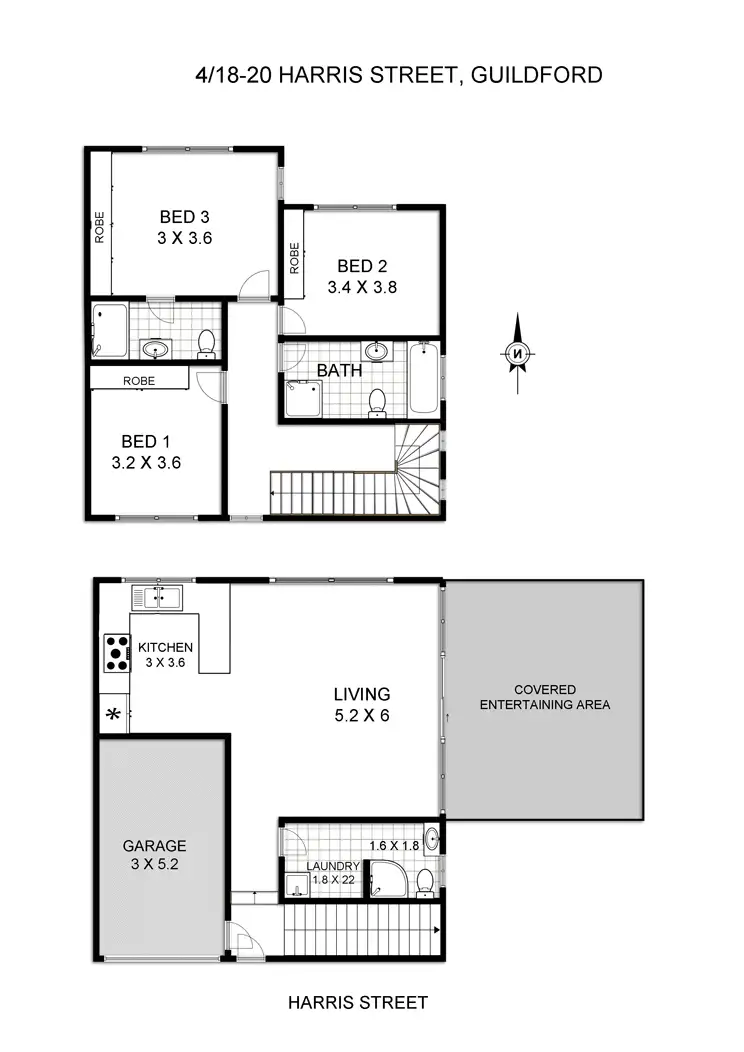 Floorplan of Homely townhouse listing, 2/18-20 Harris Street, Guildford NSW 2161