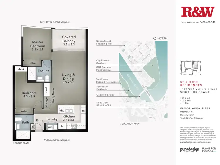 Floorplan of Homely unit listing, 1104/234 Vulture Street, South Brisbane QLD 4101