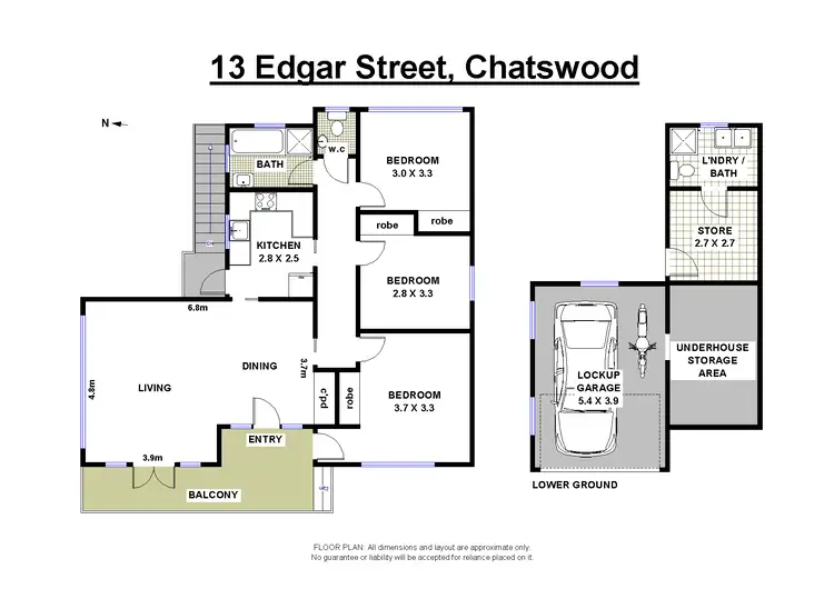 Floorplan of Homely house listing, 13 Edgar Street, Chatswood NSW 2067