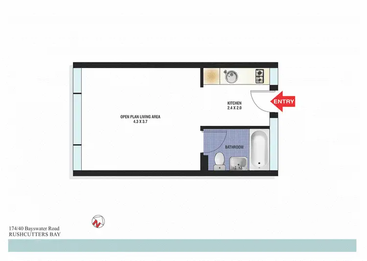 Floorplan of Homely studio listing, 174/40 Bayswater Road, Potts Point NSW 2011