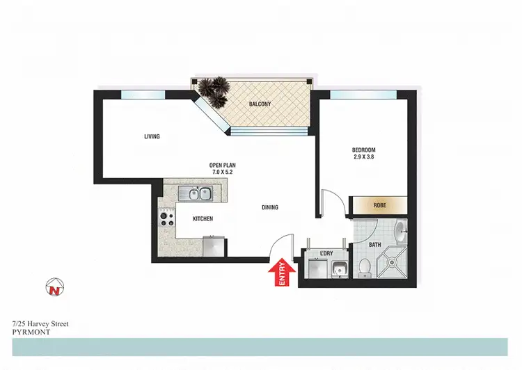 Floorplan of Homely apartment listing, 7/25 Harvey Street, Pyrmont NSW 2009