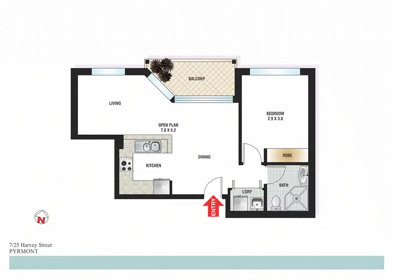 Floorplan of Homely apartment listing, 7/25 Harvey Street, Pyrmont NSW 2009