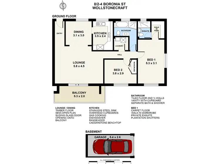 Floorplan of Homely unit listing, 8/2-4 Boronia Street, Wollstonecraft NSW 2065