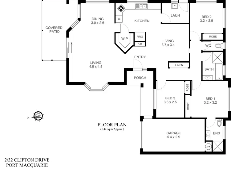 Floorplan of Homely villa listing, 2/32 Clifton Drive, Port Macquarie NSW 2444