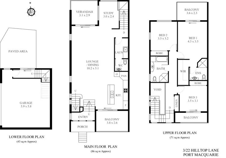 Floorplan of Homely townhouse listing, 3/22 Hilltop Lane, Port Macquarie NSW 2444