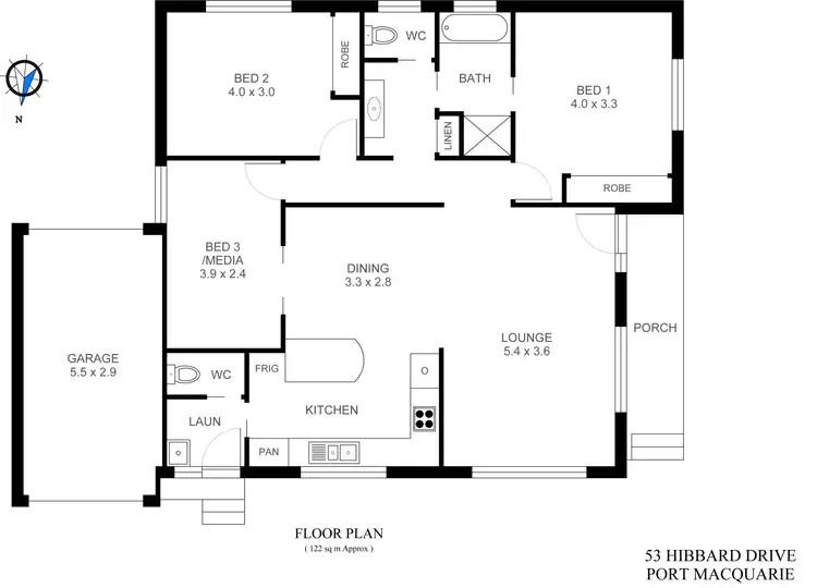Floorplan of Homely house listing, 53 Hibbard Drive, Port Macquarie NSW 2444