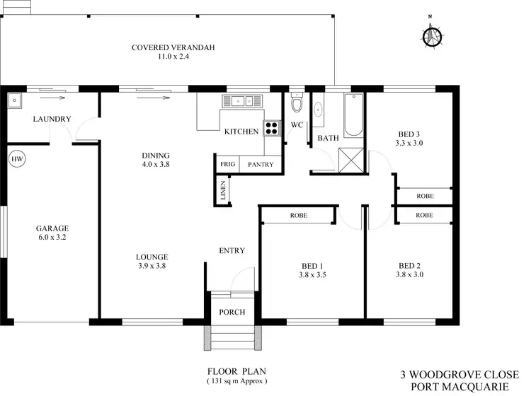 Floorplan of Homely house listing, 3 Woodgrove Close, Port Macquarie NSW 2444