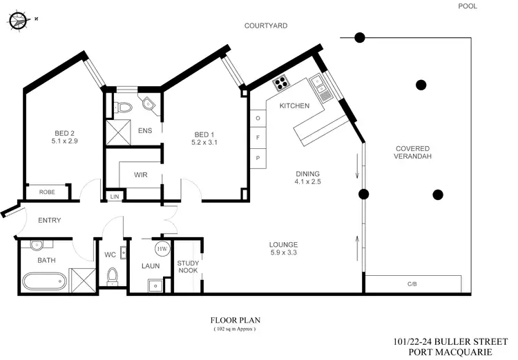 Floorplan of Homely unit listing, 101/22 Buller Street, Port Macquarie NSW 2444